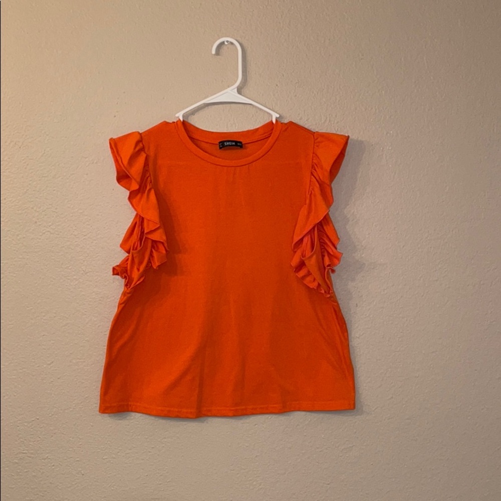 Orange Frill Sleeve Top
